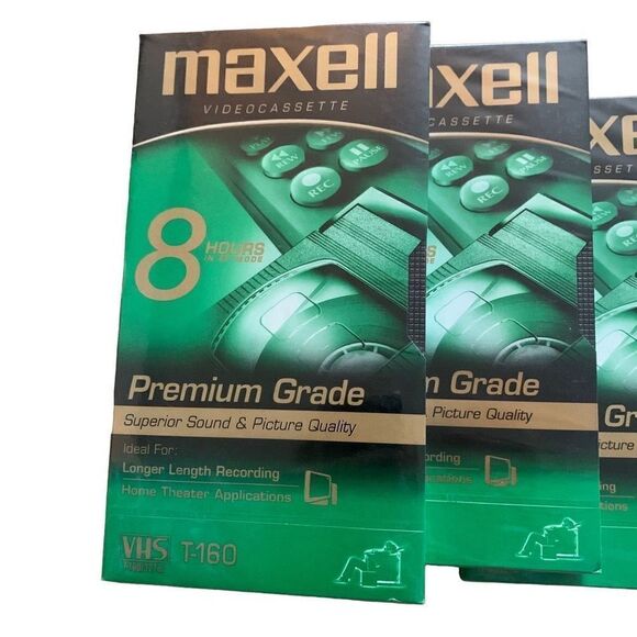 4 Maxell 8 Hour Premium Grade VHS T-160 Video Tapes - Picture 2 of 5